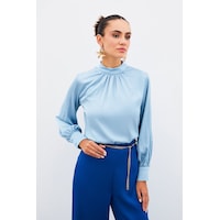 Sateen Yaka Detaylı Saten Bluz - Bebe Mavi-134912 Bebe Mavi Sateen Yaka Detaylı Saten Bluz - Bebe Mavi-134912 Bebe Mavi