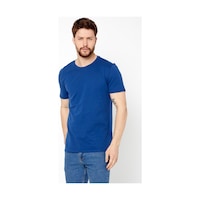 Mmetalic Erkek Siyah %100 Pamuk T- Shirt Regular Fit Rahat Kesim Bisiklet Yaka Basic Tişört İndigo Mmetalic Erkek Siyah %100 Pamuk T- Shirt Regular Fit Rahat Kesim Bisiklet Yaka Basic Tişört İndigo