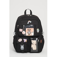 Kawaii Kore Tarzı Okul Çantası Aksesuarlı Kız Çocuk Çantası Siyah Kawaii Kore Tarzı Okul Çantası Aksesuarlı Kız Çocuk Çantası Siyah
