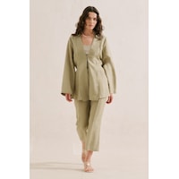 Manuka Keten Pileli Kimono Ceket Taş Ss26ckt00016-0225 Manuka Keten Pileli Kimono Ceket Taş Ss26ckt00016-0225