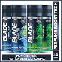 Blade Green Dream&marine Fresh Erkek Alüminyumsuz Deodorant 4x150 Ml Blade Green Dream&marine Fresh Erkek Alüminyumsuz Deodorant 4x150 Ml