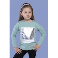 Toontoy Kids Toontoy Kız Çocuk Varak Baskılı Tişört Yeşil Toontoy Kids Toontoy Kız Çocuk Varak Baskılı Tişört Yeşil