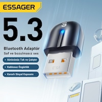 Essager Bluetooth 5.3 Sürücüsüz Tak-çalıştır Bluetooth Adaptörü, Tv, Pc, Kulaklık, Ses Sitemi Uyumlu Essager Bluetooth 5.3 Sürücüsüz Tak-çalıştır Bluetooth Adaptörü, Tv, Pc, Kulaklık, Ses Sitemi Uyumlu