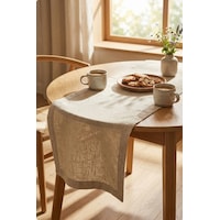Lınen Organik Ham Keten Runner Naturel 40 X 110 Cm Bej