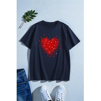 Uyguntarz Unisex Karışık Kalpler Baskılı Tasarım Tshirt Lacivert Uyguntarz Unisex Karışık Kalpler Baskılı Tasarım Tshirt Lacivert
