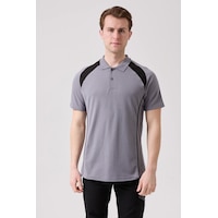 Vancelya Polo Yaka T-shirt Nefes Alabilir, Şık Ve Rahat, Günlük Ve İş Kullanımı İçin Erkek Tişört Gri-siyah Vancelya Polo Yaka T-shirt Nefes Alabilir, Şık Ve Rahat, Günlük Ve İş Kullanımı İçin Erkek Tişört Gri-siyah
