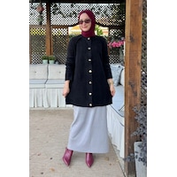 Rabia Şamlı Sedef Angora Triko Hırka Siyah Normal Rabia Şamlı Sedef Angora Triko Hırka Siyah Normal