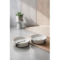 2 Li Seramik Kedi Köpek Mama Ve Su Kabı 13 Cm 300 Ml Pati Ve Kılçık Desenli 2 Li Seramik Kedi Köpek Mama Ve Su Kabı 13 Cm 300 Ml Pati Ve Kılçık Desenli