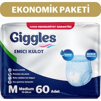 Giggles Yetişkin Emici Külot Hasta Bezi M 2 x 30'lu Giggles Yetişkin Emici Külot Hasta Bezi M 2 x 30'lu
