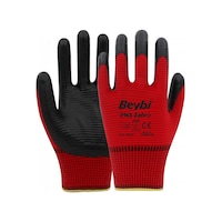 Beybi PN3 Zebra Polyester Örme Nitril İş Eldiveni 12 Çift – Kırmızı - Siyah Beybi PN3 Zebra Polyester Örme Nitril İş Eldiveni 12 Çift – Kırmızı - Siyah