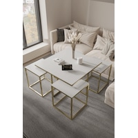 4+1 Gold Ayak Beyaz Parlak 10mm Glossmax Mdf Membran Orta Sehpa 4+1 Gold Ayak Beyaz Parlak 10mm Glossmax Mdf Membran Orta Sehpa