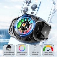 Polham Oyuncular Ve Yayıncılar İçin Telefon Soğutucu Rgb Led Işıklı Tasarım 4500 Rpm Turbo Fan Tripod Uyumlu Sessiz Soğutma Polham Oyuncular Ve Yayıncılar İçin Telefon Soğutucu Rgb Led Işıklı Tasarım 4500 Rpm Turbo Fan Tripod Uyumlu Sessiz Soğutma