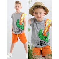 T-Rex Alev Erkek Çocuk Kolsuz Yazlık T-Shirt Şort Takım T-Rex Alev Erkek Çocuk Kolsuz Yazlık T-Shirt Şort Takım