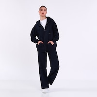 Mmetalic Kadın Lacivert Normal Kalıp Basic Beli Lastikli Kapüşonlu Oversize Mevsimlik Alt Üst Eşofman Takımı Mmetalic Kadın Lacivert Normal Kalıp Basic Beli Lastikli Kapüşonlu Oversize Mevsimlik Alt Üst Eşofman Takımı