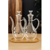 Morponi Bambu Standlı Borosilikat Cam Glorry Yağlık 2'li Set 700 Ml+700 Ml Şeffaf Morponi Bambu Standlı Borosilikat Cam Glorry Yağlık 2'li Set 700 Ml+700 Ml Şeffaf