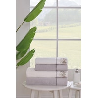 Ditsy Garden Best Set Hamam Takımı- Krem Gri Krem - Gri Ditsy Garden Best Set Hamam Takımı- Krem Gri Krem - Gri