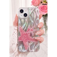 Fibaks iPhone 13/14/15 Uyumlu Kılıf Hologramlı Pembe Deniz Yıldızı Desenli Darbe Emici Kamera Korumalı Silikon Fibaks iPhone 13/14/15 Uyumlu Kılıf Hologramlı Pembe Deniz Yıldızı Desenli Darbe Emici Kamera Korumalı Silikon