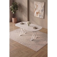 Hooli 90x168 Traverten Mdf Yemek Masası, Metal X Ayaklı, Sabit, Mutfak Masası Ve Yemek Odası Masası Beyaz Hooli 90x168 Traverten Mdf Yemek Masası, Metal X Ayaklı, Sabit, Mutfak Masası Ve Yemek Odası Masası Beyaz