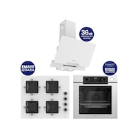 Ferre Steamart-Fryart-Silentart Serisi Beyaz Set QEP64CB+SS206+D064-SA Emaye Izgara Ferre Steamart-Fryart-Silentart Serisi Beyaz Set QEP64CB+SS206+D064-SA Emaye Izgara