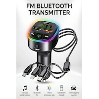 Bluetooth Fm Transmitter 3 Usb Portlu Süper Hızlı Araç Şarj Cihazı Bluetooth Fm Transmitter 3 Usb Portlu Süper Hızlı Araç Şarj Cihazı