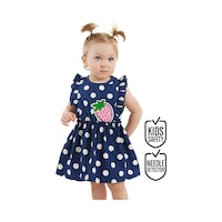 Puanlı Çilek Kız Bebek Poplin Yazlık Fırfırlı Elbise Puanlı Çilek Kız Bebek Poplin Yazlık Fırfırlı Elbise