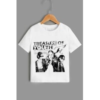 Uyguntarz Çocuk Cartoon Face Pamuklu Tshirt Beyaz Uyguntarz Çocuk Cartoon Face Pamuklu Tshirt Beyaz