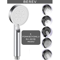 Berev  Krom 5 Fonksiyonlu Yüksek Basınçlı Ayarlanabilir Duş Başlığı Krom