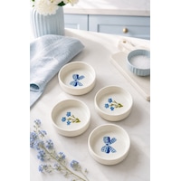 Blue Gift 4 Lü Seramik Kase Seti 10 Cm Çiçek Desenli Çerezlik Ve Sosluk Beyaz Blue Gift 4 Lü Seramik Kase Seti 10 Cm Çiçek Desenli Çerezlik Ve Sosluk Beyaz
