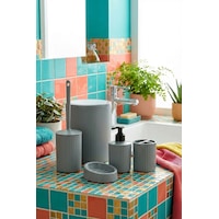 Makri Home 5 Parça Şık Gri Banyo Seti, Hacim: 6 Litre Gri Makri Home 5 Parça Şık Gri Banyo Seti, Hacim: 6 Litre Gri