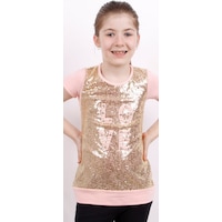 Toontoy Kids Toontoy Kız Çocuk Önü Komple Pullu Tişört Pudra Toontoy Kids Toontoy Kız Çocuk Önü Komple Pullu Tişört Pudra