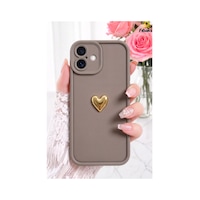 Fibaks iPhone 16 Uyumlu Kılıf 3d Kalp Tasarımlı Kahverengi Desenli Yumuşak Kamera Korumalı Silikon Kapak Fibaks iPhone 16 Uyumlu Kılıf 3d Kalp Tasarımlı Kahverengi Desenli Yumuşak Kamera Korumalı Silikon Kapak