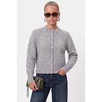 Ritnice Kadın Warm Soft Dokulu Basic Gri Triko Hırka Ritnice Kadın Warm Soft Dokulu Basic Gri Triko Hırka