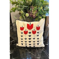 Lale Lüx Nakışlı Keten Kırlent Kılıfı 45x45 Cm Çok Renkli Lale Lüx Nakışlı Keten Kırlent Kılıfı 45x45 Cm Çok Renkli
