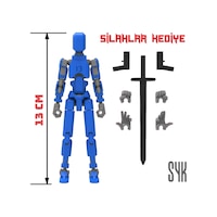 Robot 13 Dummy Mavi Gri Tüm Eklemleri Hareketli Aksiyon Figürü Oyuncak