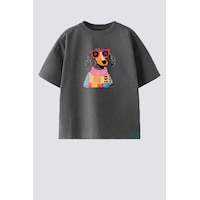 Monila Kız Çocuk Köpek Baskılı Pamuklu Bisiklet Yaka T-shirt Antrasit Monila Kız Çocuk Köpek Baskılı Pamuklu Bisiklet Yaka T-shirt Antrasit