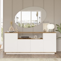 Robin Home Loft Konsol 4 Kapaklı Raflı 180cm Çam-Beyaz Robin Home Loft Konsol 4 Kapaklı Raflı 180cm Çam-Beyaz