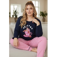 Siyah İnci Pamuklu Curve Büyük Beden Battal Boy Örme Pijama Takım 24240663 Lacivert Siyah İnci Pamuklu Curve Büyük Beden Battal Boy Örme Pijama Takım 24240663 Lacivert