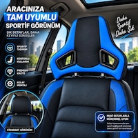 Universal Araç Koltuk Kafalığı Spor Yarış Tipi Lüx Deri Oto Başlık-mavi Mavi Siyah Universal Araç Koltuk Kafalığı Spor Yarış Tipi Lüx Deri Oto Başlık-mavi Mavi Siyah