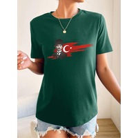 Uyguntarz Unisex Atatürk Tasarım Basklı Tshirt Yeşil Uyguntarz Unisex Atatürk Tasarım Basklı Tshirt Yeşil
