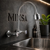 Lüx Premium Klasik Duvardan Çevirmeli Mutfak Bataryası Çift Su Girişli Fonksiyonlu Başlıklı Batarya Gri Lüx Premium Klasik Duvardan Çevirmeli Mutfak Bataryası Çift Su Girişli Fonksiyonlu Başlıklı Batarya Gri