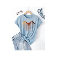 Uyguntarz Eriyen Kalpler Baskılı Tasarım Tshirt Bebe Mavisi Uyguntarz Eriyen Kalpler Baskılı Tasarım Tshirt Bebe Mavisi