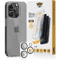 Buff Apple Uyumlu iPhone 15 Pro - Şeffaf Kılıf + Ekran Koruyucu + Lens Koruyucu Privacy Buff Apple Uyumlu iPhone 15 Pro - Şeffaf Kılıf + Ekran Koruyucu + Lens Koruyucu Privacy