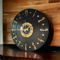 Siyah Renk Gold Sayılı Hediyelik Ahşap Dekoratif Ev Hediyelik Duvar Saati 50cm Gold - Siyah Siyah Renk Gold Sayılı Hediyelik Ahşap Dekoratif Ev Hediyelik Duvar Saati 50cm Gold - Siyah