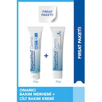 Bepanthol Onarıcı Bakım Merhemi 30 G + Cilt Kremi 30 G Avantajlı Günlük Bakım Seti Bepanthol Onarıcı Bakım Merhemi 30 G + Cilt Kremi 30 G Avantajlı Günlük Bakım Seti