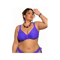 Büyük Beden Luplu Toparlayıcı Sabit Pedli Ayarlanabilir Askılı Kadın Bikini Üstü Lila Büyük Beden Luplu Toparlayıcı Sabit Pedli Ayarlanabilir Askılı Kadın Bikini Üstü Lila