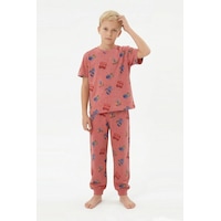 Bunny Hopp Erkek Çocuk Pijama Takımı %100 Pamuk Araba Ve İş Makineleri Desenli Yazlık Kısa Kollu Kiremit Bunny Hopp Erkek Çocuk Pijama Takımı %100 Pamuk Araba Ve İş Makineleri Desenli Yazlık Kısa Kollu Kiremit