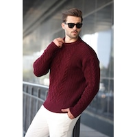 Madmext Bordo Örgü Desenli Triko Erkek Kazak E7425 Bordo Madmext Bordo Örgü Desenli Triko Erkek Kazak E7425 Bordo