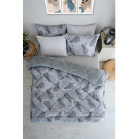 Marla Home Palm Desenli Çift Kişilik Çift Taraflı Wellsoft Uyku Seti - Gri - 195x215 Gri Palm Marla Home Palm Desenli Çift Kişilik Çift Taraflı Wellsoft Uyku Seti - Gri - 195x215 Gri Palm