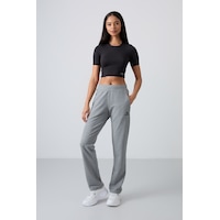 Tommy Life Gri Melanj Gizli Fermuar Cepli Rahat Form Klasik Paça Kadın Eşofman Alt - 94148 GRİ MELANJ Tommy Life Gri Melanj Gizli Fermuar Cepli Rahat Form Klasik Paça Kadın Eşofman Alt - 94148 GRİ MELANJ