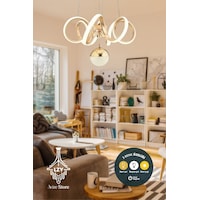 Kıvrımlı Toplu 3 Renk Işık Özellikli Power Led Kaplama Sarkıt Led Avize Salon Avize Gold Kıvrımlı Toplu 3 Renk Işık Özellikli Power Led Kaplama Sarkıt Led Avize Salon Avize Gold
